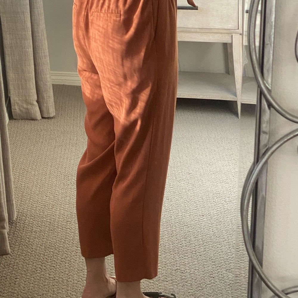 LOFT Drawstring Pants in Rust Brown - Picture 2 of 4